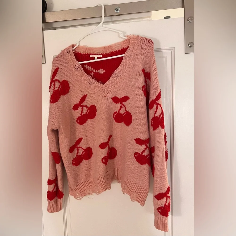 Pink & Red Cherry Sweater - Picture 3 of 4